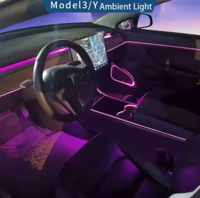 New Products Car Interior Accessories Laser etched Led light Ambient Light For Tesla Model 3/Y Ambient Lighting Kit - immagine 2