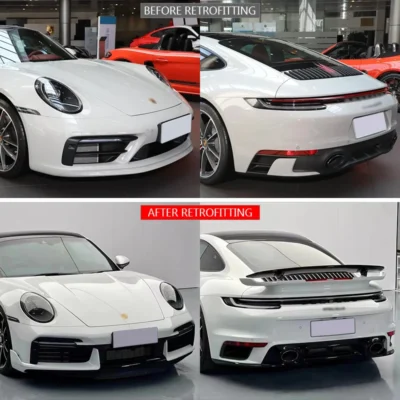 newestFor Porsche 911 2020-2024 Car Modification Body Kit Upgrade Turbo S Front Bumper Daytime Running Lights Rear Bumper PP Mat - immagine 2