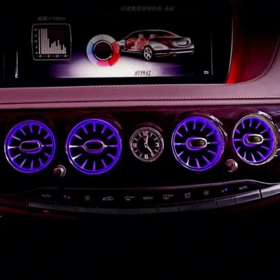 LED rear air vent for A class W177 car ambient light upgrade 64 colors turbine console AC vent - immagine 6