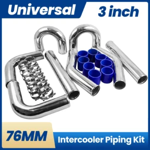 3 inch Intercooler Pipe Kit Universal Aluminum Piping 180 90 45 Degree Blue hose