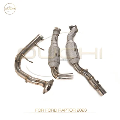 OUCHI Exhaust System High Flow Performance Downpipe For Ford Raptor F150 3.5T 2023+ With Heat Shield Racing Pipe - immagine 4