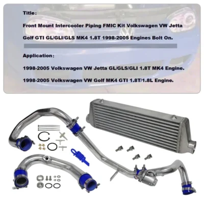 Intercooler Pipe Kit Aluminum Front + Turbo Blow Off Valve Fits for VW Golf GTI Jetta GL GLS GLI 1.8T MKIV 1998-2005 - immagine 4