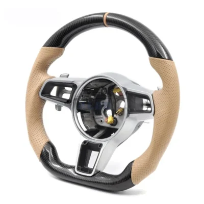 Car Carbon Fibre Sports Steering Wheel Fit for Porsche Cayenne Panamera Boxster Macan 718 991 997 970 981 987 GT3 Car Accessories - immagine 2