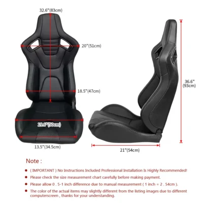 Black PVC Carbon Look With Double Slider And Single Adjustor For Automobile Car Use Sports Racing Seat - immagine 2