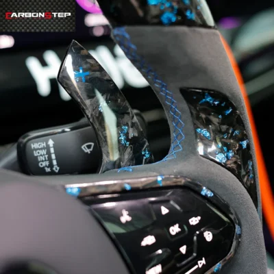 For Volkswagen VW Golf 8 GTI Forged Carbon Fiber LED Steering Wheel Suede Leather With Paddles Shift Sports Cars - immagine 5