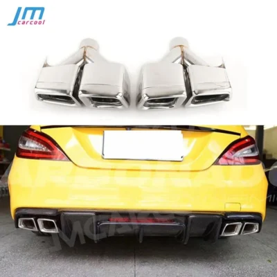 Stainless Steel Rear Bumper Exhaust Tips Muffler Decoration for Benz W212 W205 W204 CLS Class W218 Four Outlet Pipe Tips - immagine 2