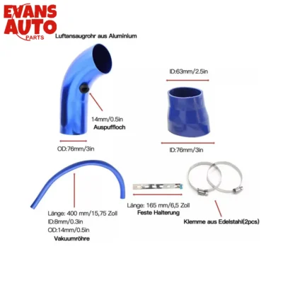 Cold Air Intake System Filter Induction Kits Universal Car Pipe Power Flow Hose - immagine 6