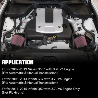 Car Modification Cold Air Intake System Filter Kit for Infiniti G37 3.7L 2008-2013 Nissan 370Z 2009-2020 - immagine 2