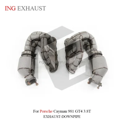 High Quality Stainless Steel Exhaust Header Downpipe for Porsche Cayman 981 GT4 3.8T with Head Shield Auto Turning Pipe Parts - Image 2