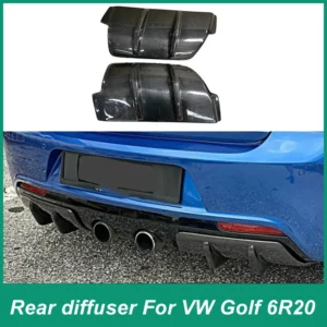 For Volkswagen Golf MK6R 2002-2012 Rear Bumper Spoiler Deflector Diffuser Wing Wake Transition Plate Carbon Fiber Material Black