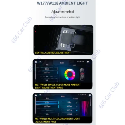 64 Colours Ambient Light for Mercedes Benz W177 W118 W247 A/B/CLA/GLA/GLB Class RGB LED Air Vents Car Door Seats Decorative Lamp - immagine 3