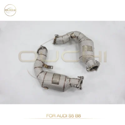 OUCHI High Flow Exhaust Downpipe For Audi S5 B8 2008-2016 3.0T 4.2 With Shield Auto Performance Parts Pipes - Image 4