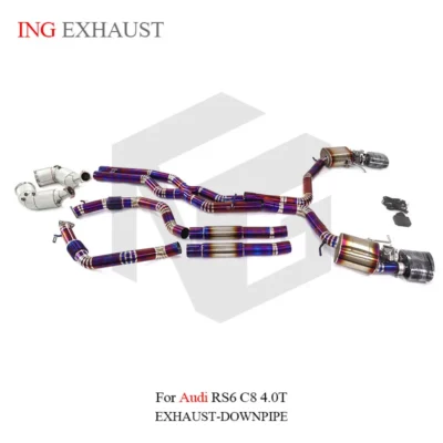 ING Full Exhaust System Performance Catback for Audi RS6 RS7 C7 C8 4.0T With Resonant Tube Exhaust Downpipe Auto Tuning System - Image 4