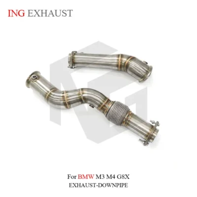 ING Stainless Steel for BMW M3 M4 G8x Downpipe Exhaust Pipe System Without Heat Shield Auto High Performance Tuning Parts - immagine 3