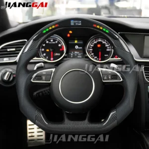 HandMade LED Carbon Fiber Car Sports Steering Wheel Fit For Audi B8 RS3 RS4 RS5 S3 S4 S5 12-16 A3 A5 Accessories Black Leather
