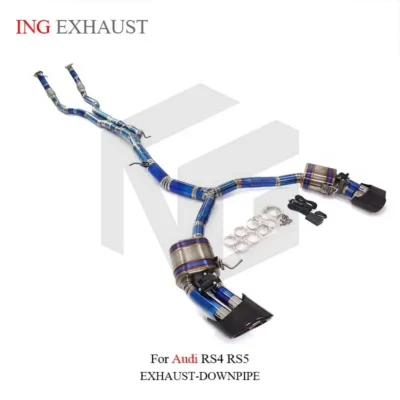 ING Titanium Alloy Exhaust Catback For Audi RS4 RS5 B9 With Muffler Valves Resonant Tube Auto Performance Part Pipes Exhaust - Image 2