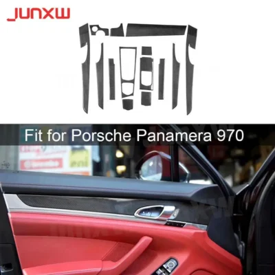 Dry Carbon Fiber Car Interior Trims Dashboard Meter Bar Cover Mouldings for Porsche Panamera 970 2010-2017 14 PCS/Set Door trim
